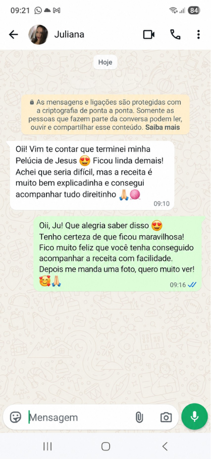 Cliente elogiando a explicação da receita