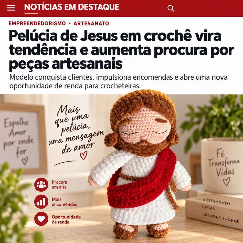 Reportagem: Pelúcia de Jesus em crochê vira tendência e aumenta procura por peças artesanais